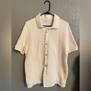 Zara men’s button up cream knit polo sz. L